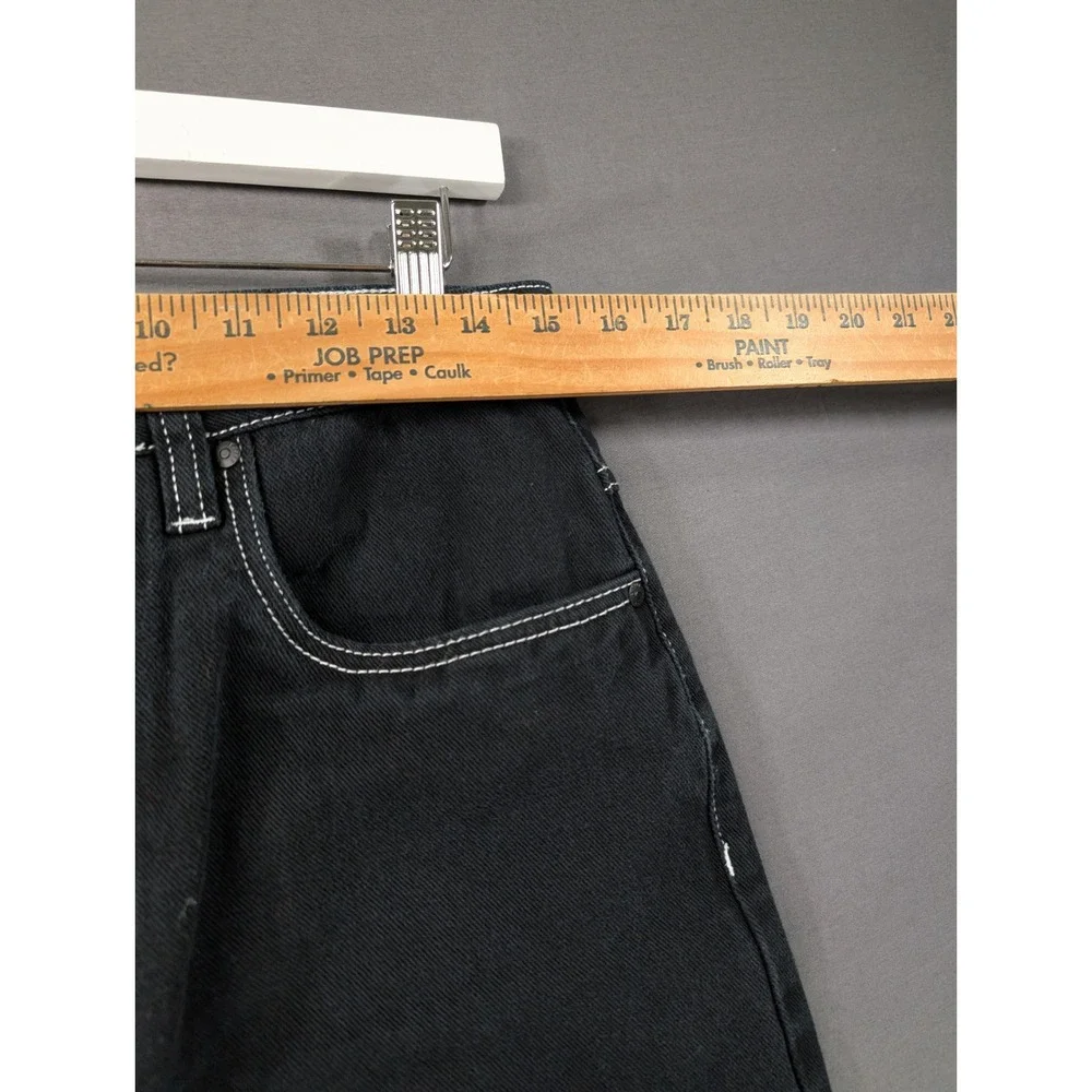 Empyre Mens Loose Fit Black Denim Jeans Skate Streetwear Size 28 Contrast Stitch